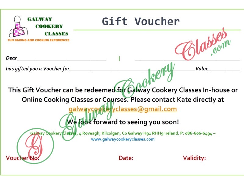 Cooking Classes Gift Card - Galway Cookery Classes